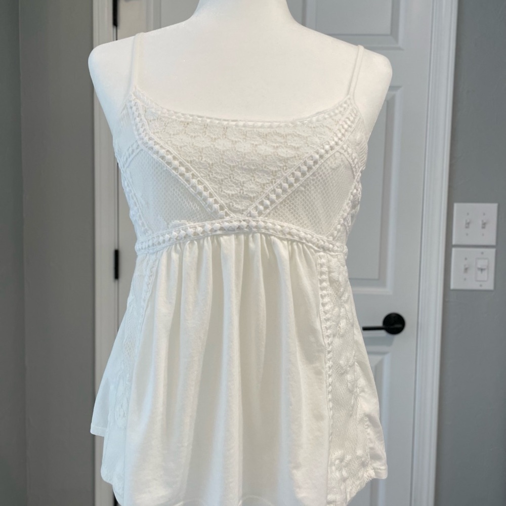 American Eagle Outfitters White Lace Trim Women's Top